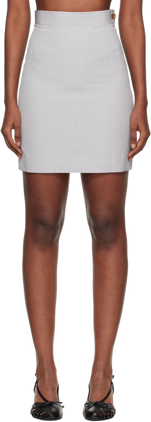 Gray Pinstripe Shirting Miniskirt
