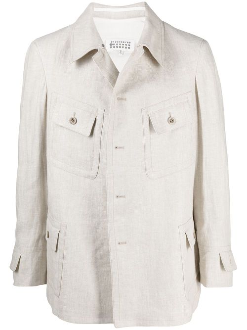Single-breasted shirt jacket - Neutrals