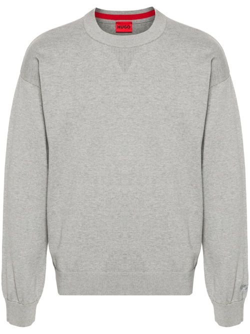 Logo-embroidered cotton jumper - Grey