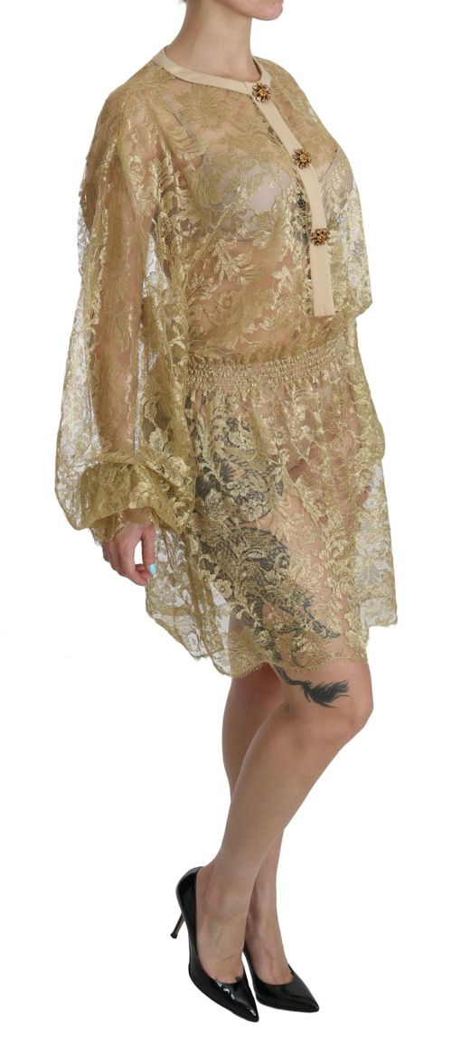 Lace A-Line Dress — Gold