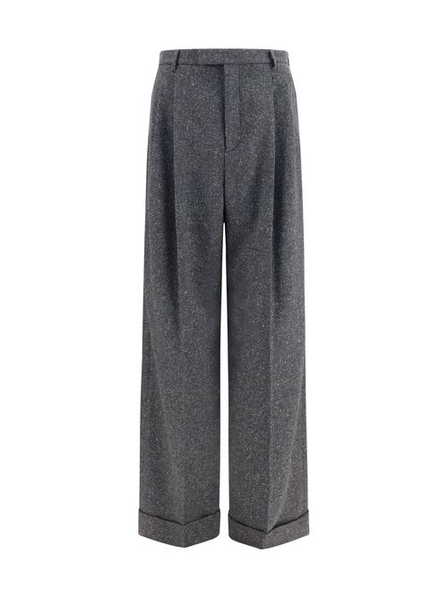 Wool and Silk-Blend Tailored Trousers — Gray