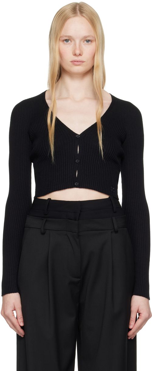 Courrèges Black Solar Light Rib Cardigan