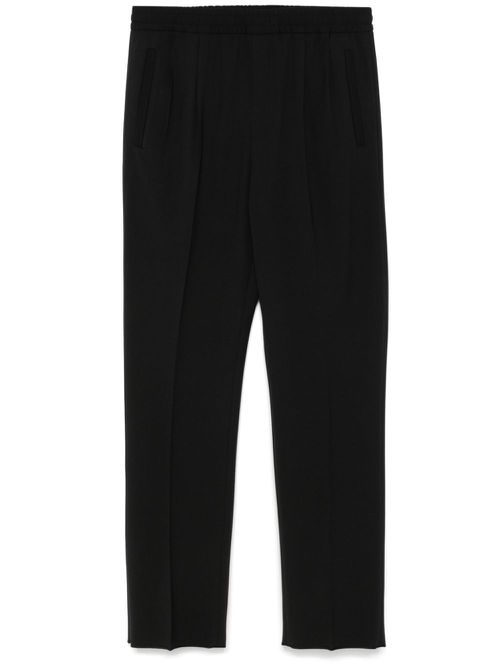 Pleat-detail tapered trousers - Black