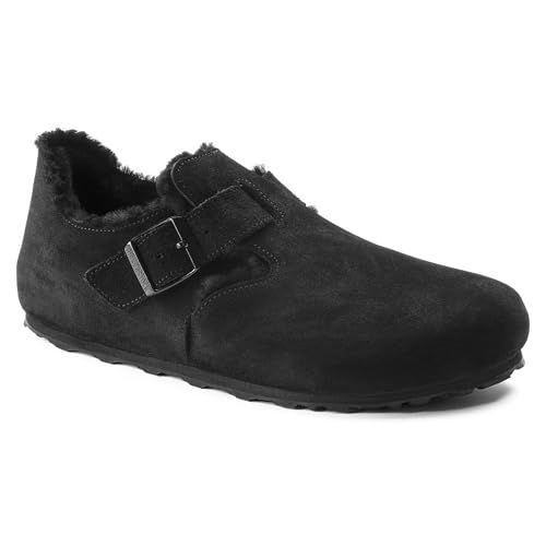 Birkenstock London Shearling Suede Leather Shoes B Black
