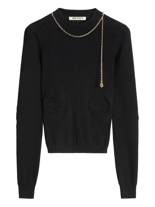 Chain-embellished top - 999-BLACK