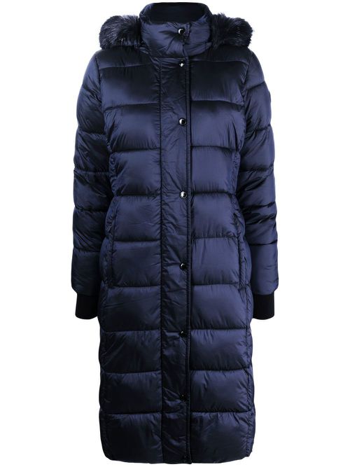 Iridescent belted padded coat - Blue