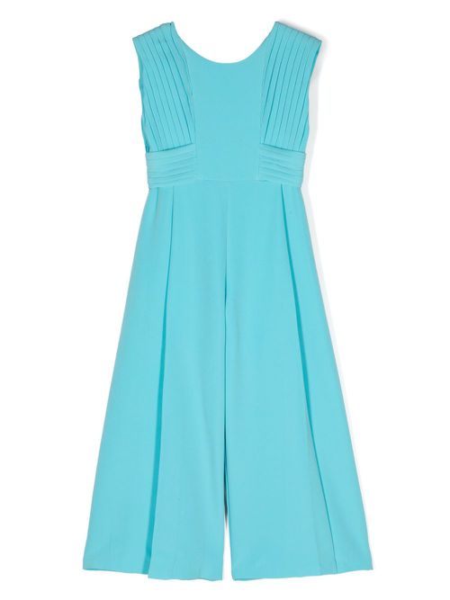 Pleat-detail wide-leg jumpsuit - Blue