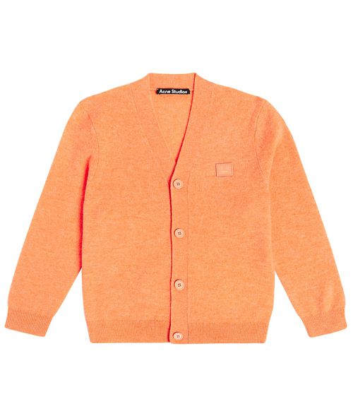Acne Studios Kids Face Logo V-neck wool cardigan
