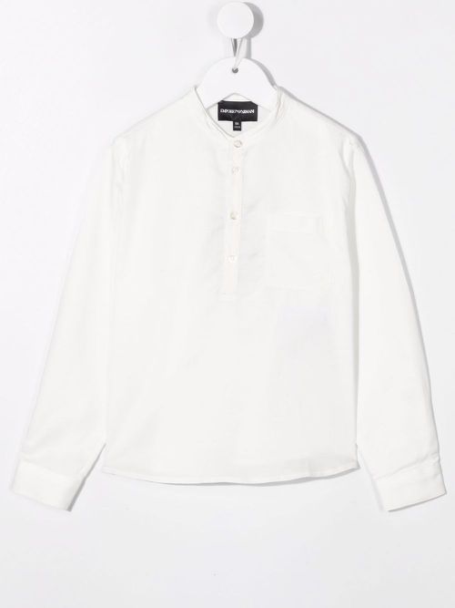 Band-collar shirt - White