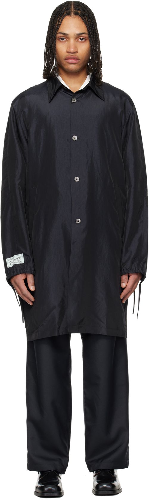 Navy Wrinkle Long Coat
