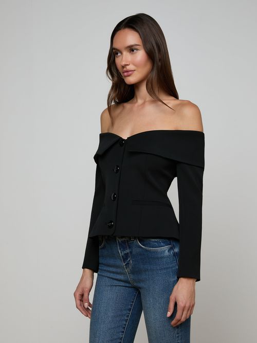 Ingrid Blazer Top In Black