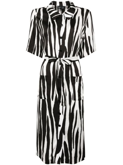 Zebra-printed midi dress - Black