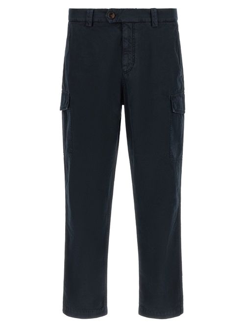 Garment-Dyed Cotton Cargo Pants — Navy