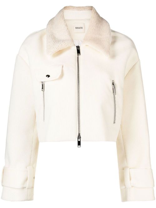 Faux-shearling collar jacket - Neutrals