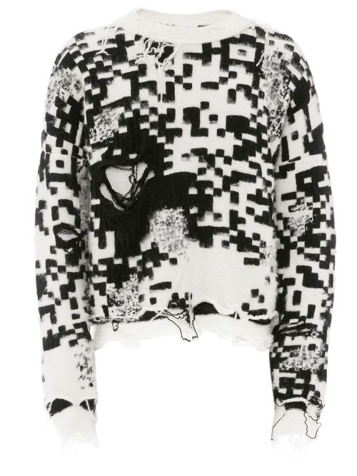 QR-code knit jumper - White