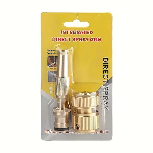 TEMU Adjustable High-pressure Water Gun Nozzle With Spray Head, 3/4" Threaded Aluminum Hose Nozzle For Garden, Car Wash, Household Cleaning