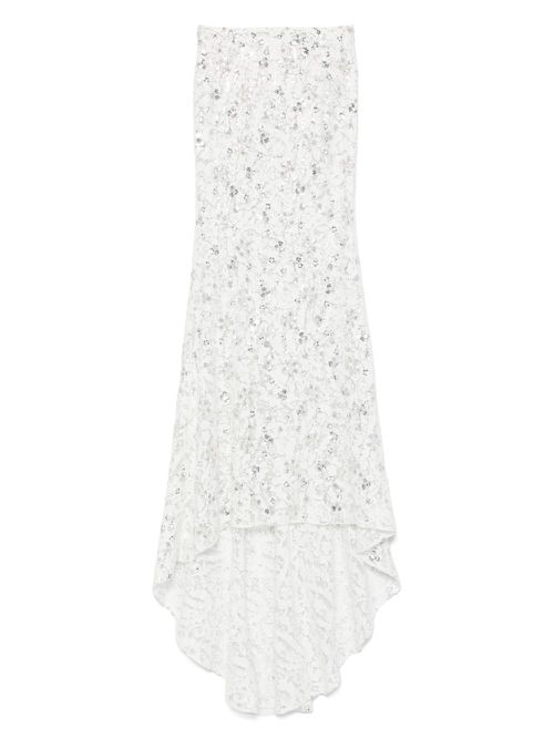 Sequin-embellished lace maxi skirt - White