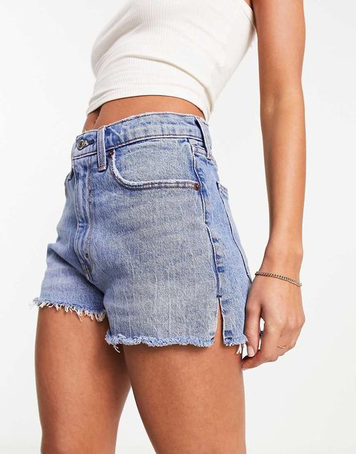 Curve Love high rise mom denim shorts in mid blue wash