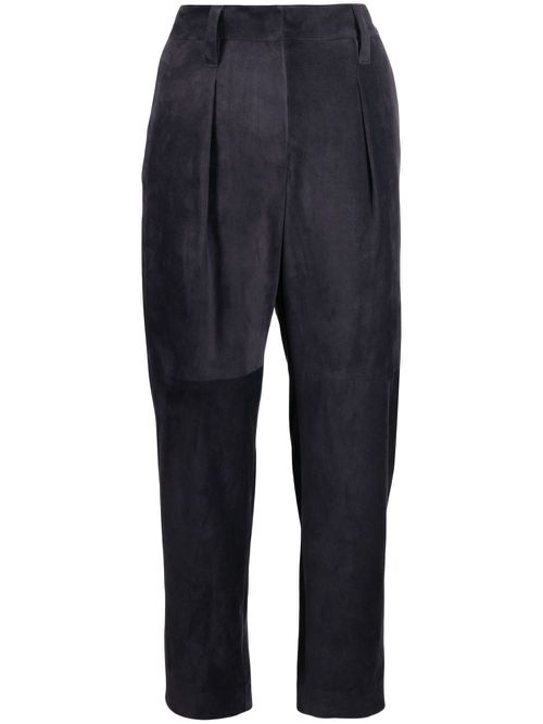 Cropped suede trousers - Grey