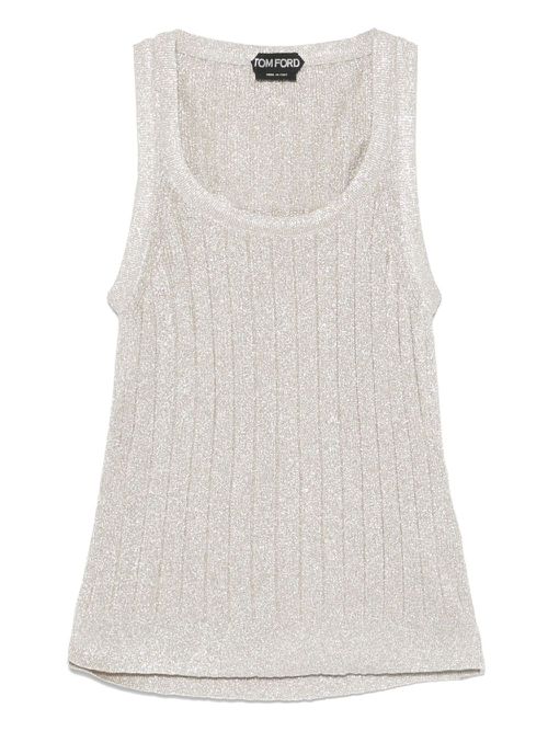 Lurex ribbed tank top - Silver