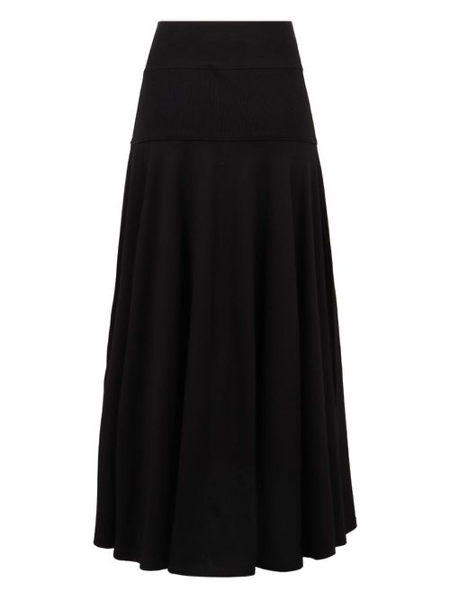 Cotton A-line midi skirt - Black