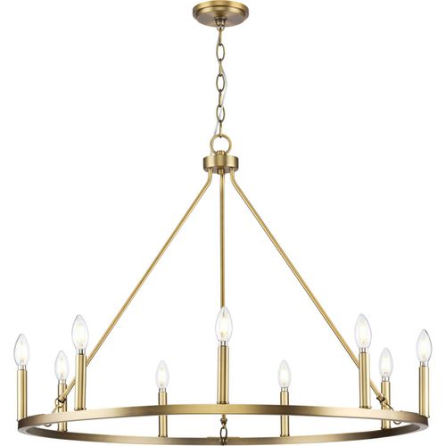 Vintage Brass Nine Light Chandelier from the Gilliam Collection