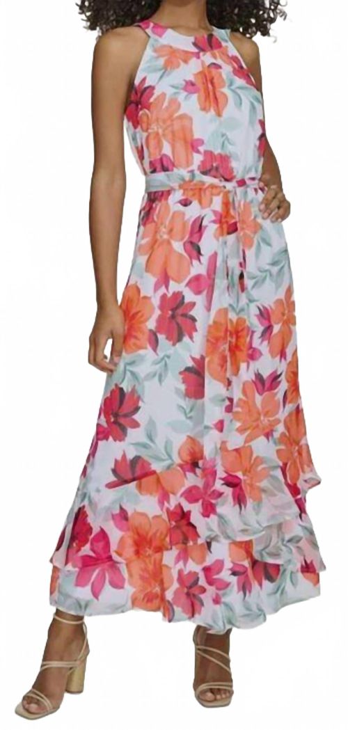 Floral-Print Halter Maxi Dress In White Multi
