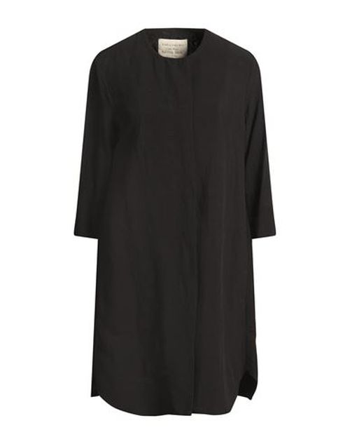 Woman Overcoat & Trench Coat Black Size 4 Viscose, Linen