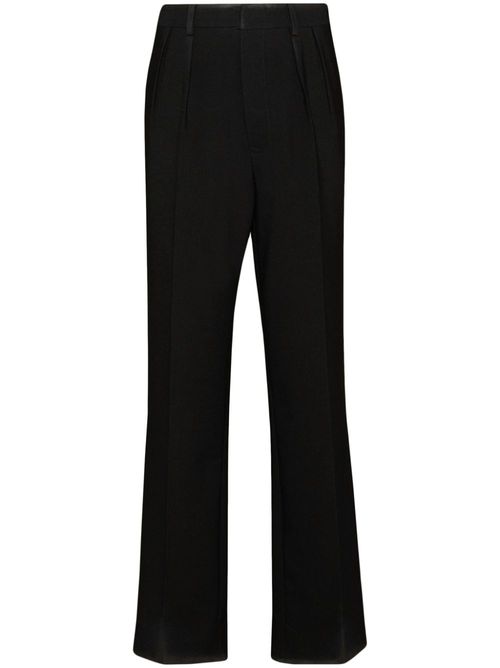 Straight-leg gabardine wool trousers - Black