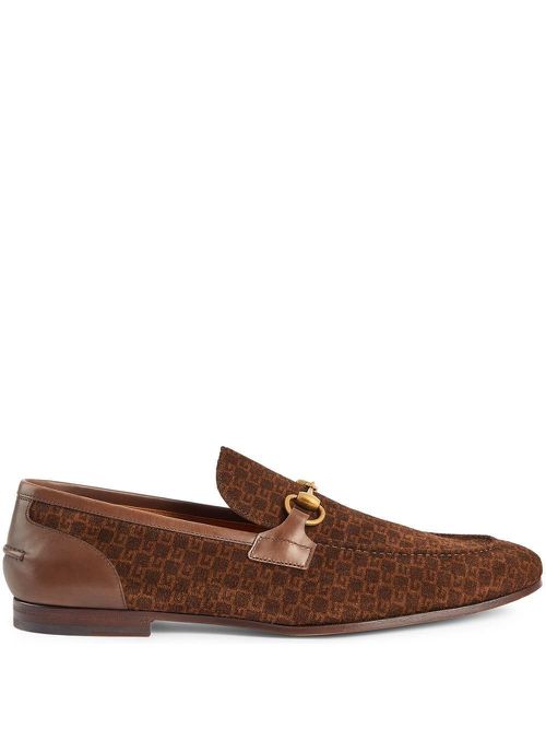 Brown Horsebit Monogram Suede Loafers - Men's - Suede/Leather