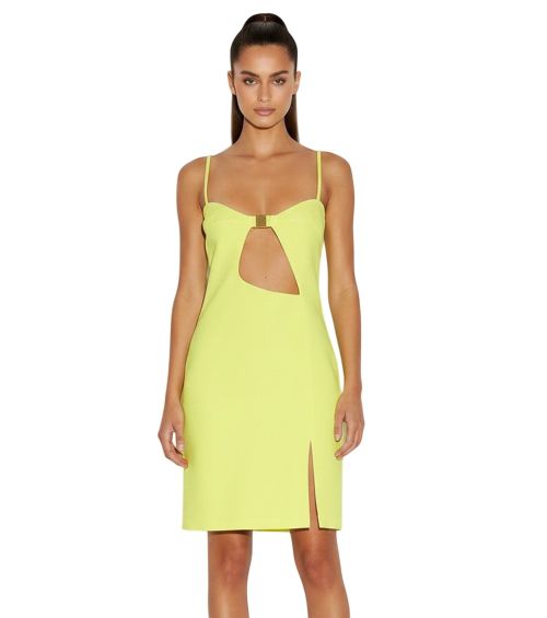 Yellow Cut Out Detail Mini Dress