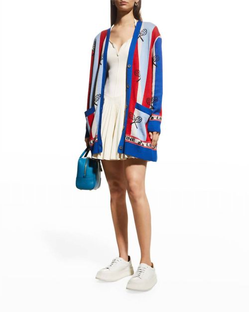 10 S N E 1 Tennis Stripes Cardigan In Red, White, Blue