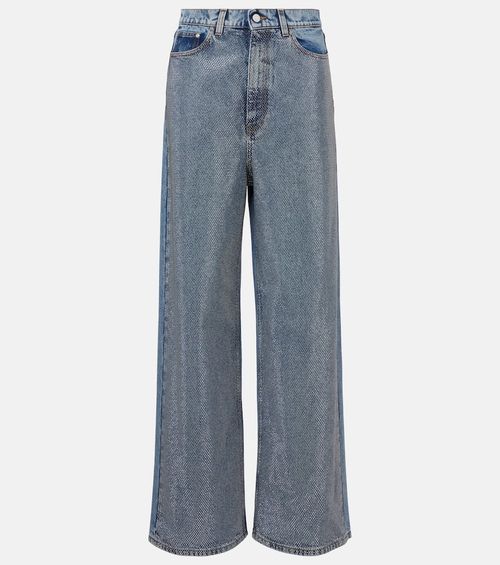 Crystal-embellished wide-leg jeans