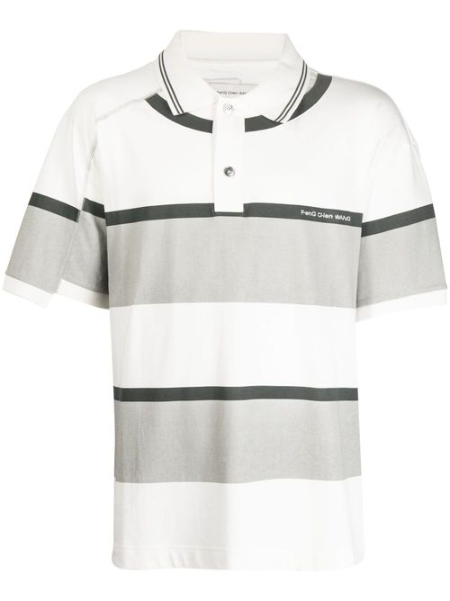 Striped cotton polo shirt - White