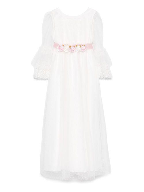 Floral-embroidery dress - White