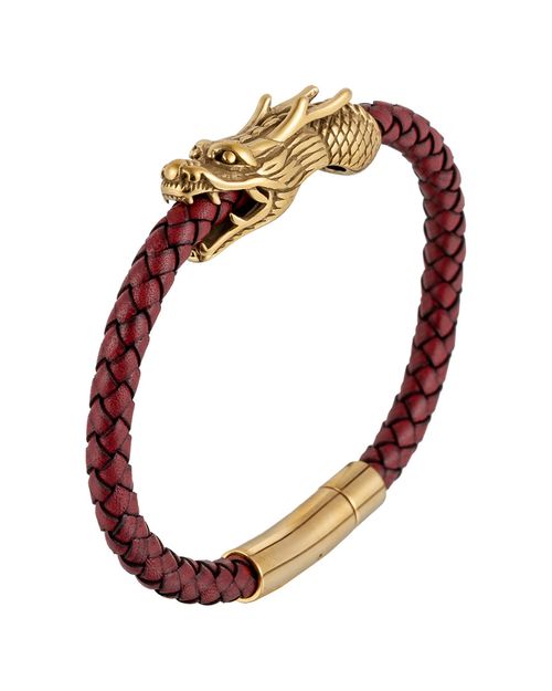 Luxe Collection Lionel Dragon Leather & Stainless Snap Bracelet