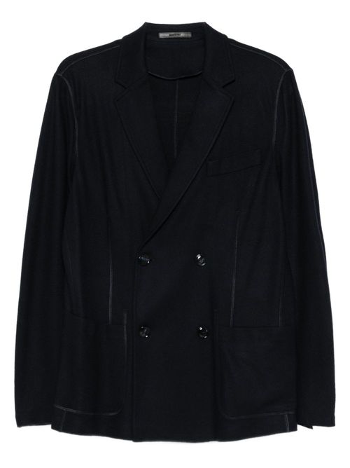 Cashmere Double-Breasted Blazer — Black