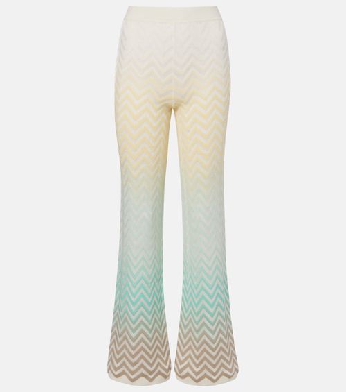 Zigzag cotton-blend flared pants