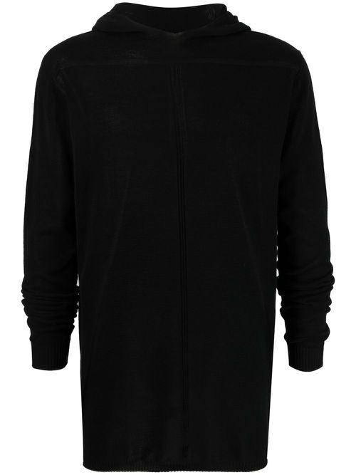 Organic-cotton fine-knit hoodie - Black