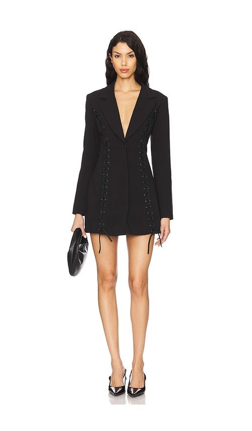 Bardot Verity Lace Up Blazer Dress in Black. Größe 6. Also in