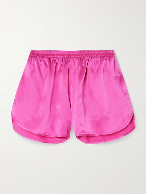 Festive Silk-satin Pajama Shorts - Pink