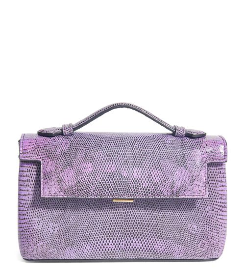 Analeena Lizard Skin Top-Handle Bag