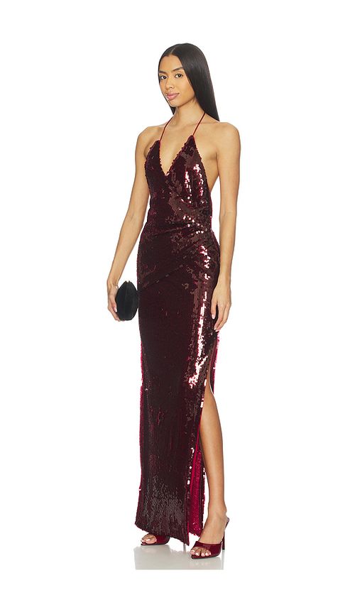 Mother of All ROBE MELADONNA SEQUINS MAXI en Burgundy. L. Also en M
