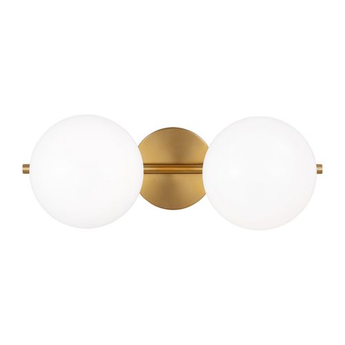 Visual Comfort Studio Lune 2-Light Bathroom Vanity Light in Burnished Brass by Ellen Degenere