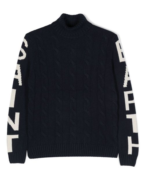 MC2 Saint Barth Kids logo-knit jumper - Blue