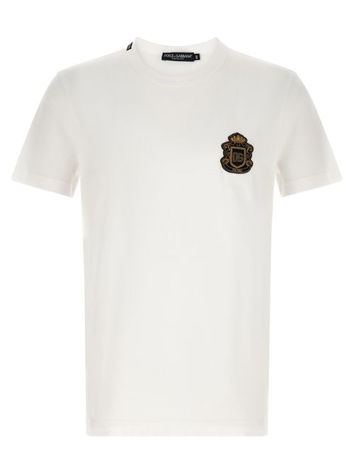 Logo-Embroidered Heraldic Patch T-Shirt — White