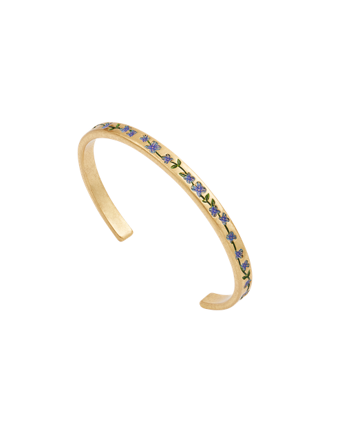 Fable England Gold Forget Me Not Bangle | Women's Jewellery
