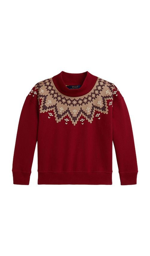 Polo Ralph Lauren Long Sleeve Lightweight Fleece Mockneck Bubble Sweatshirt in Holiday Red. 6 also , 3
