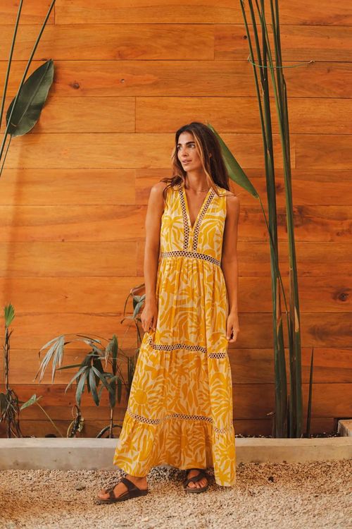 Shining Tropico Maxi Dress In Orange