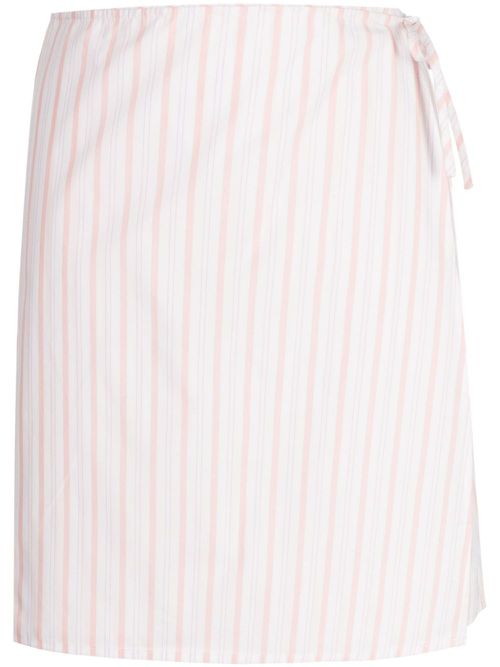 Striped recycled-cotton skirt - White